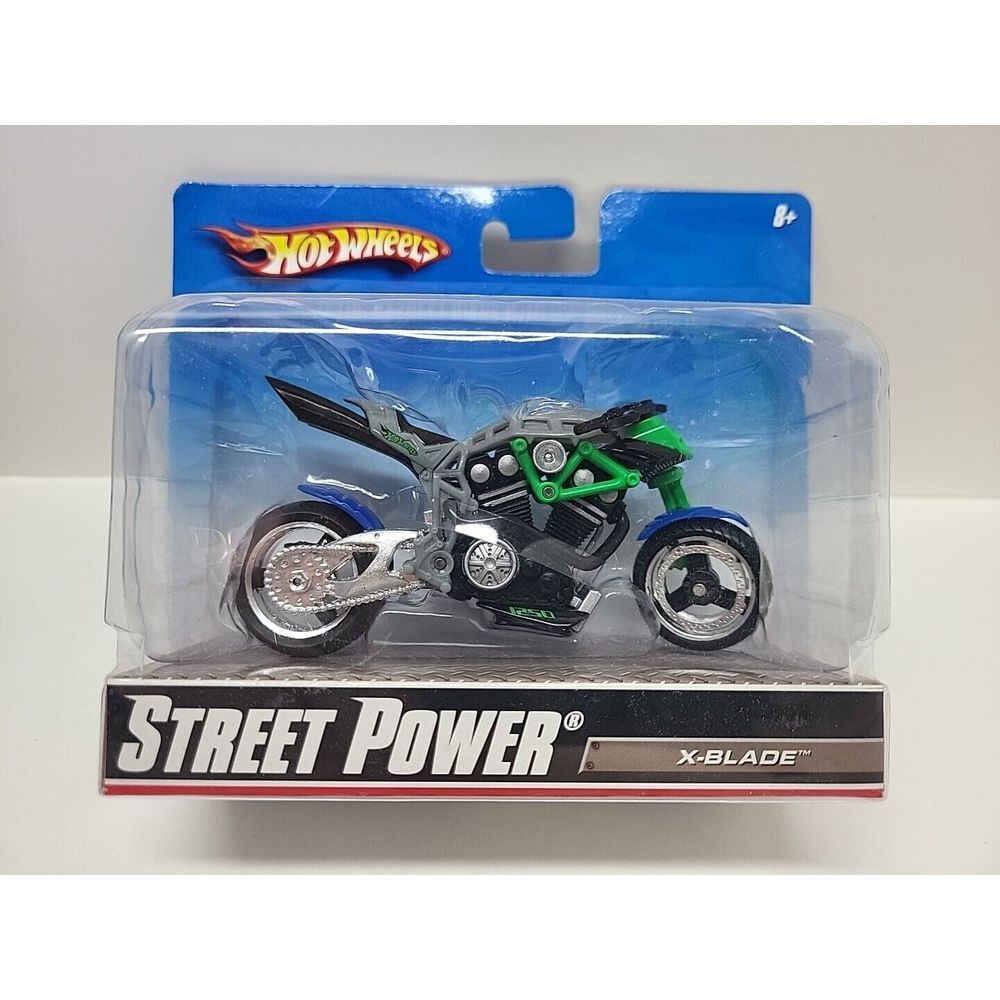 New 2009 Hot Wheels - 1:18 Street Power Motorcycle - X-Blade - Green‎